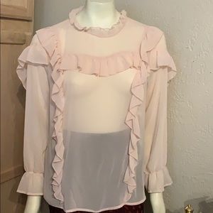 NWT Silky voile fabric PEACH color blouse